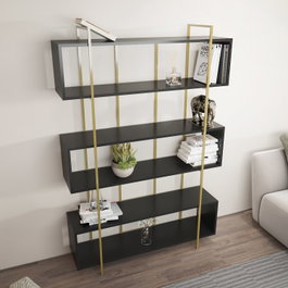 Hanah Home Bruti Estantería Antracita y Dorado